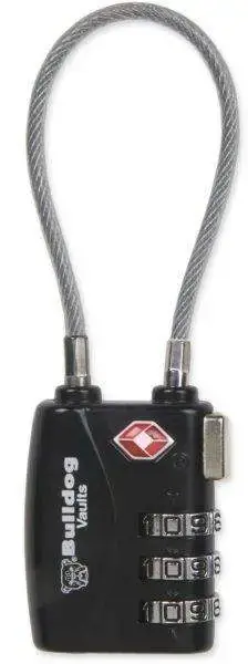 Bulldog BD8022 Cable Lock TSA Approved Cable Combination Black