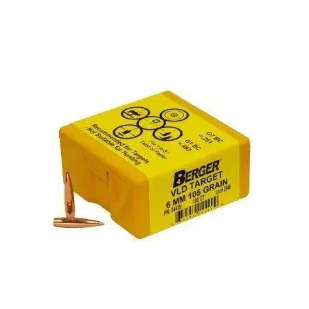 Berger Bullets 24429 Target 6mm .243 105 GR Secant Very Low Drag 100 Per Box