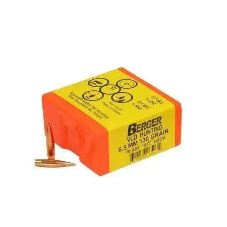 Berger Bullets 26503 Hunting 6.5 Creedmoor .264 130 gr Secant Very Low Drag 100 Per Box