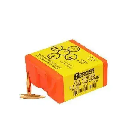 Berger Bullets 26504 Hunting 6.5mm .264 140 GR Secant Very Low Drag 100 Per Box