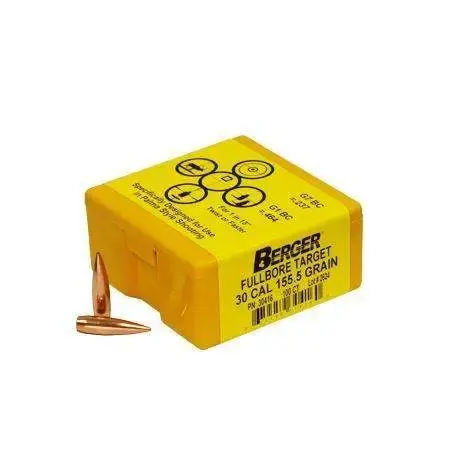 Berger Bullets 30416 Target 30 Cal .308 155.5 gr Boat Tail (BT) 100 Per Box