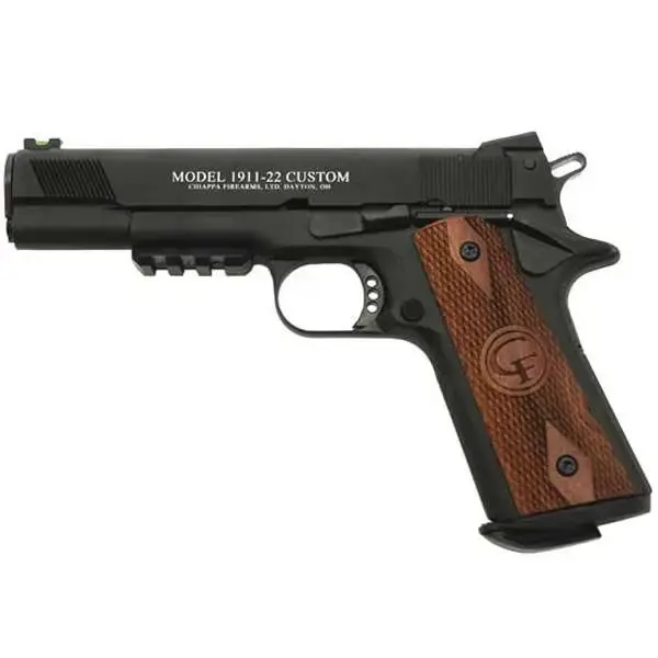 Chiappa Firearms 401101 1911-22 Custom 22 LR SAO 5" 10+1 Walnut Grip Black Slide