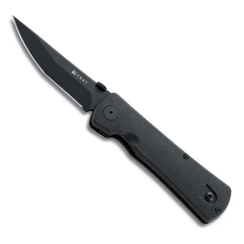 Columbia River 2903 Hissatsu 3.88" Clip Point Plain Matte Black AUS 8 FRN Black Handle Folding