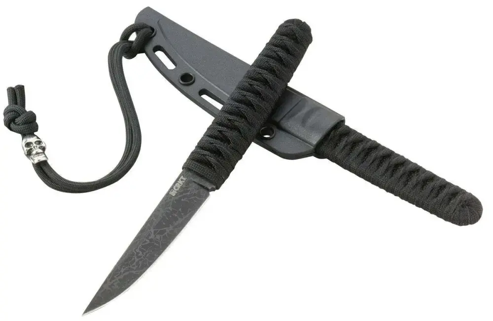 Columbia River 2367 Obake 3.64" Plain Etched TiCN 8Cr14MoV SS Black Nylon Cord Wrapped Handle Fixed