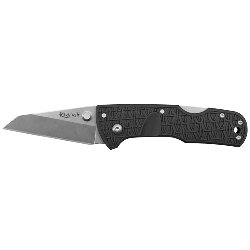 Cold Steel CS-20KPL Kiridashi 2.50" Folding Plain 4034 Stainless Steel Blade Black Griv-Ex Handle