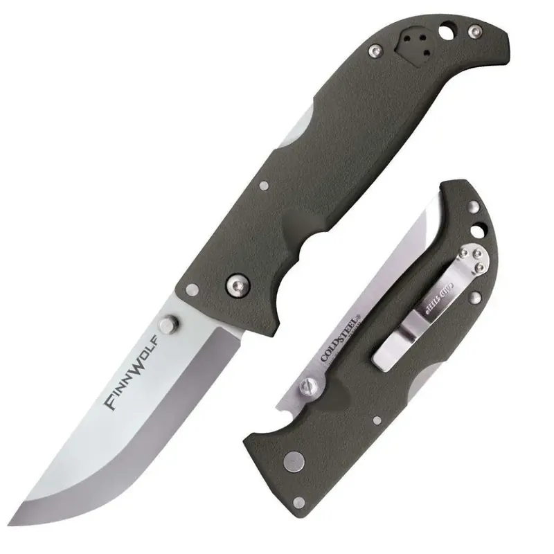 COLD STEEL FINN WOLF 3.5" OD GREEN CLIP FOLDER W/TRI-AD LCK