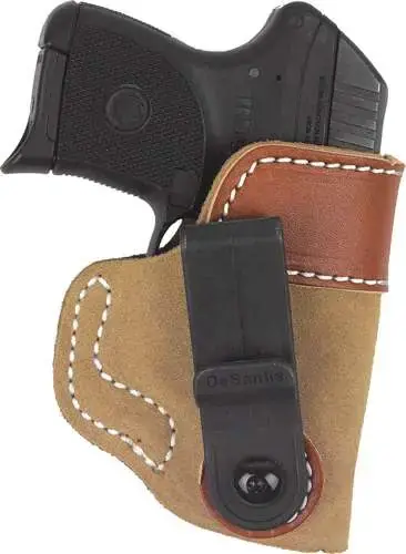 Desantis Gunhide 106NA77Z0 Sof-Tuck Tan Suede w/Saddle Leather Top IWB Sprgfld XD 9, 40 3" Right Hand