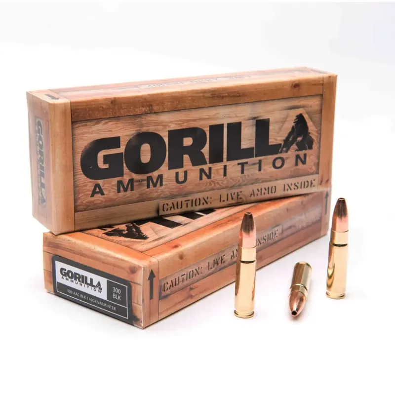 Gorilla GA300110NV Gorilla Troop 300 Blackout 110 gr Nosler Varmageddon 20 Round Box