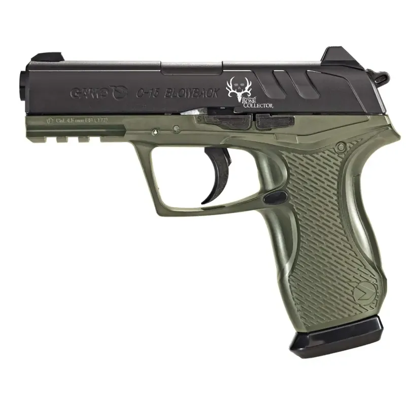 Gamo 611139354 C-15 Bone Collector CO2 177 Pellet,177 BB 16rd OD Green Frame Black Slide OD Green Polymer Grip