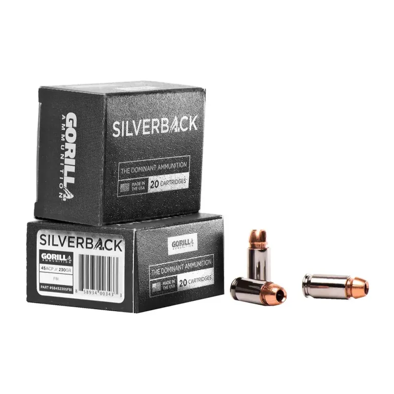 Gorilla SB45230FBI Silverback FBI Penetration 45 ACP 230 gr Solid Copper Hollow Point (SCHP) 20 Round Box