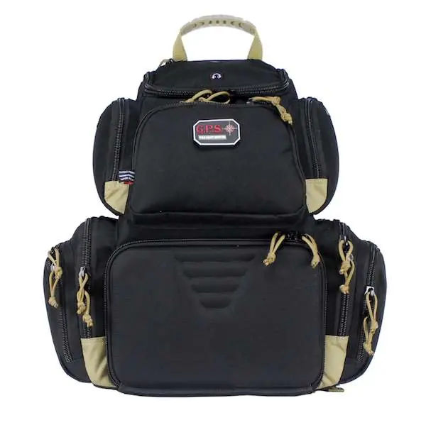 G*Outdoors 1711BPBT Handgunner Backpack 600D Polyester 16" x 10" x 19" Black w/Tan Accents