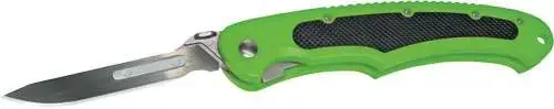 Havalon XTC60ABOLTGX Piranta Bolt 2.75" Replaceable Plain 60A Stainless Steel G10 Black Inserts/Shock Green Handle Folding