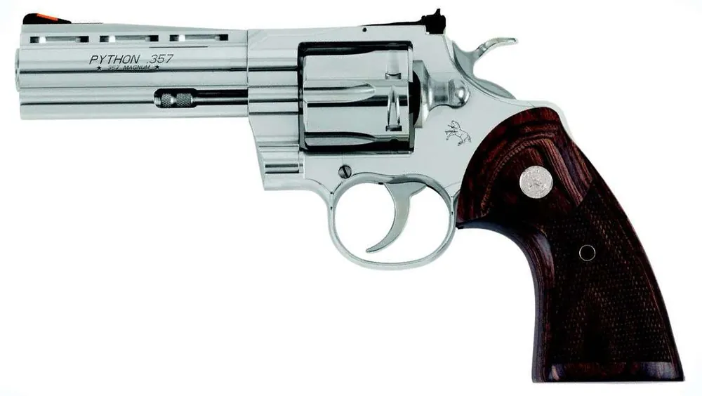 CLT PYTHON 357MAG 5 SS WOOD GRIP BLEM