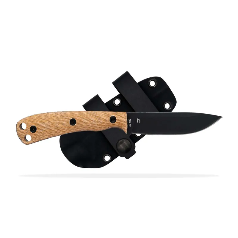 Shield Arms Ascent Regular DLC Black Coated Brown Burlap Micarta Knife