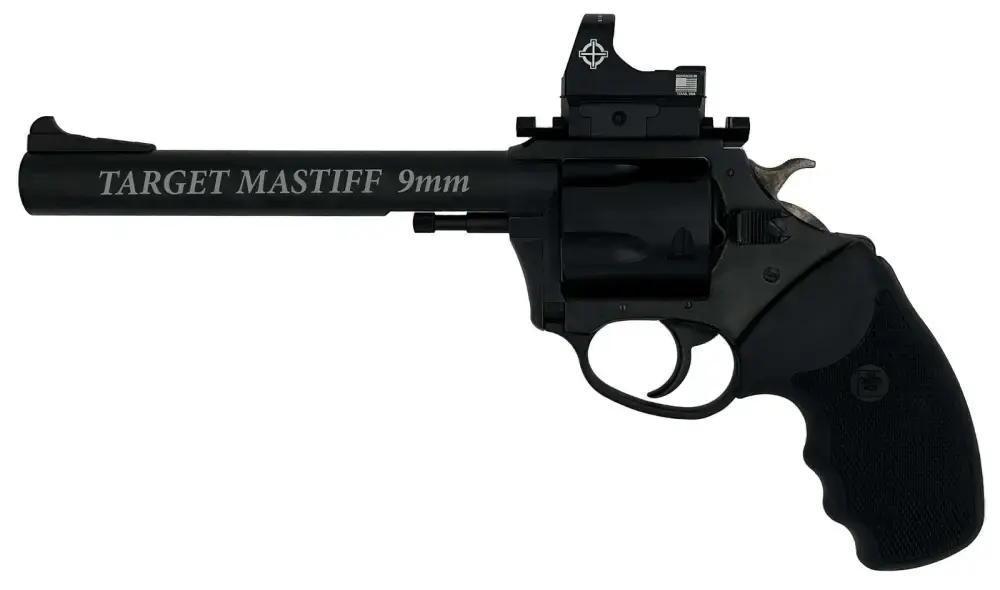 Charter Arms 64465 Mastiff Target Large Frame 44 Special 5 Shot, 6" Black Nitride Stainless Steel Barrel, Cylinder & Frame, Black Rubber Grip, Sightmark Micro Optic, Exposed Hammer
