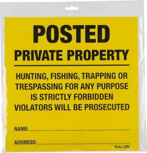 ALLEN 15824 POSTED NO TRESPASSING SIGN 12 PK