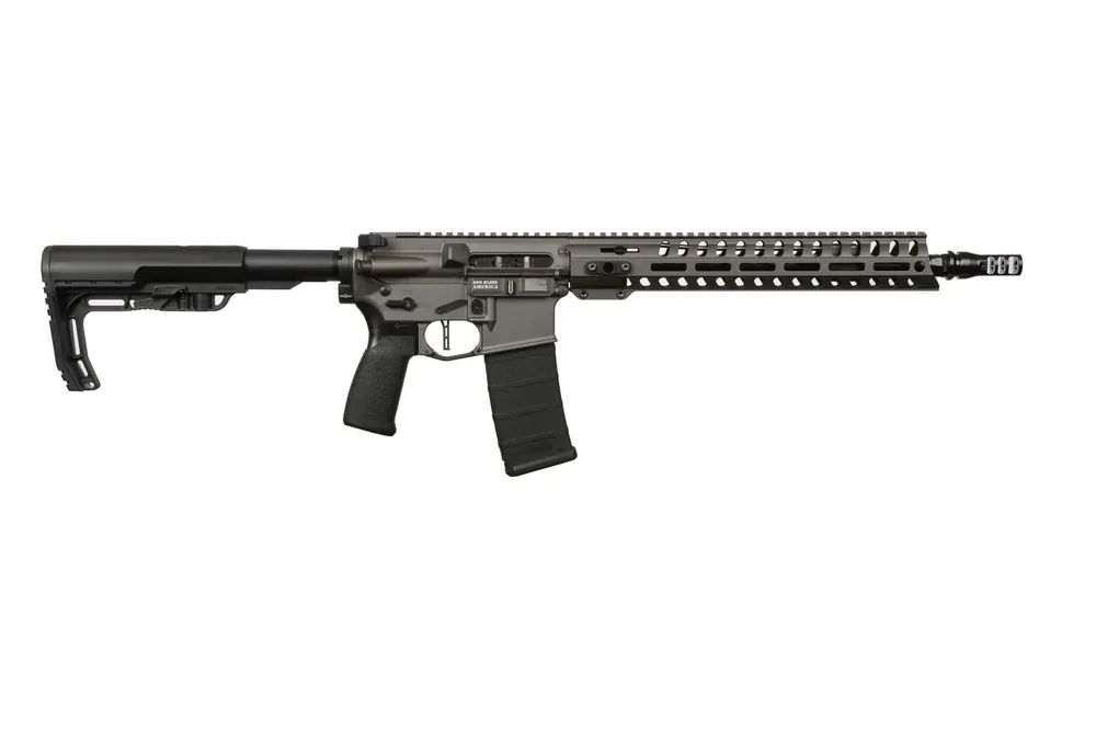 Patriot Ordnance Factory 02046 Minuteman 5.56x45mm NATO 30+1, 13.75" Black Steel Threaded Barrel, Tungsten Aluminum Receiver 13" Renegade Rail Handguard