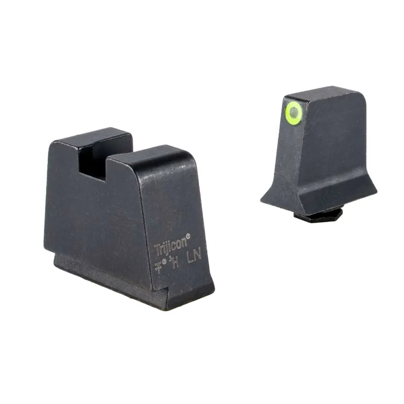 Trijicon GL243C601147 Suppressor/Optic Height Sights- Glock Slim Frame Black Green Tritium Yellow Outline Front Sight Black Rear Sight
