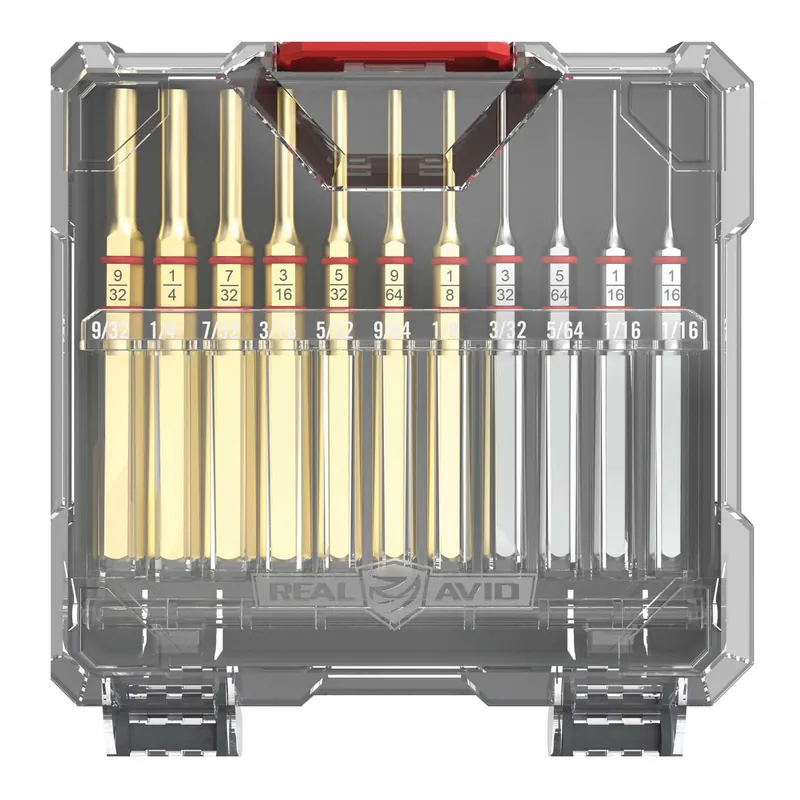 Real Avid AVAPKB Accu-Punch Pin Punch Set Brass/Steel 11 Pieces