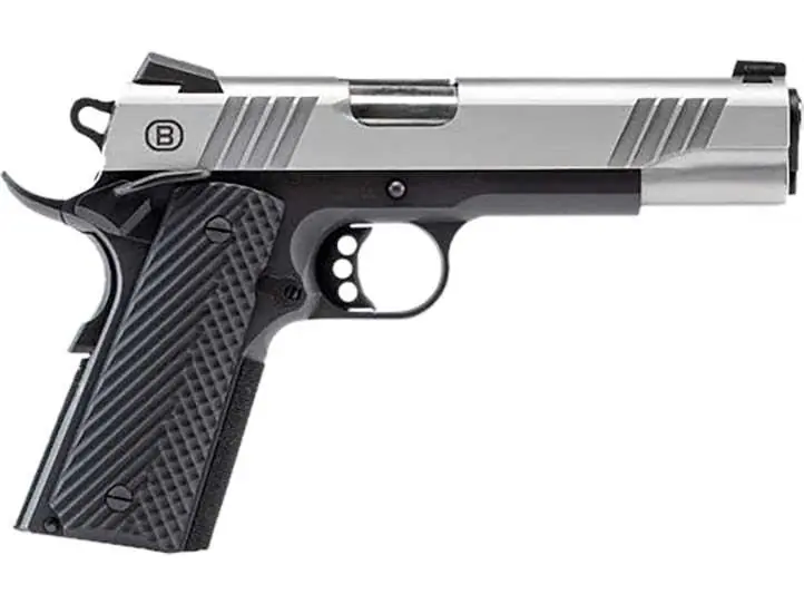 BERSA B1911 HGA 45 AUTO 5IN BBL BRUSHED SS/ BLACK NITRIDE NS AMBI 8RD VZ GRIPS