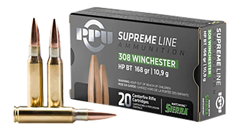 PRVI PARTIZAN SUPREME AMO 308 WIN 168GR HPBT 20RD