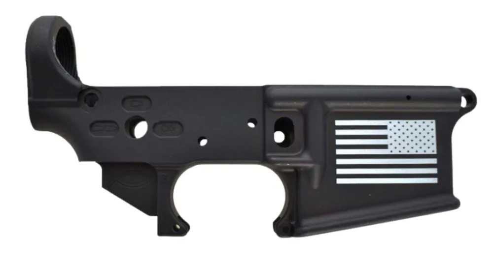 FosTech Tech-15 Forged AR-15 Lower Receiver - Black | Stripped | Flag Logo