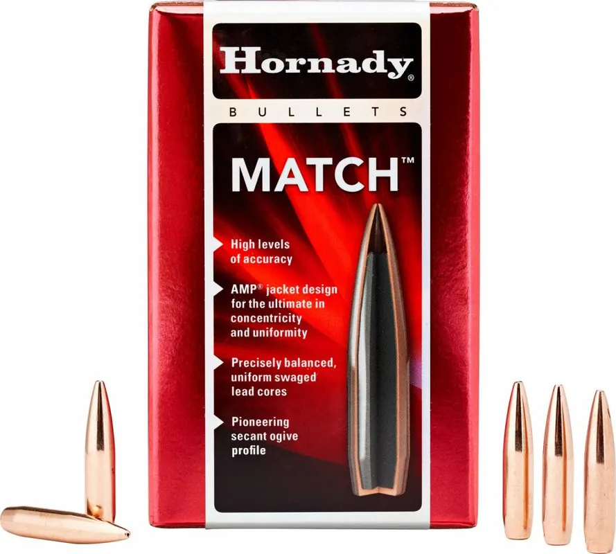 Hornady 33361 Match 338 Caliber .338 250 GR Boat Tail Hollow Point Match 50 Box