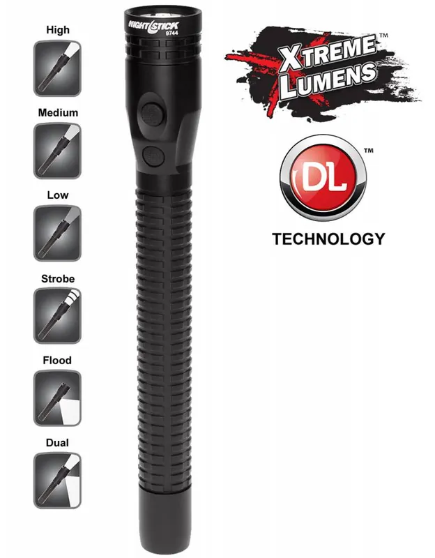 Metal Full-Size Dual-Light Flashlight - Li-Ion - Black