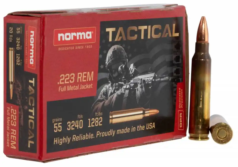 Norma Ammunition (RUAG) 295040020 Tac 223 Rem 55 gr Full Metal Jacket (FMJ) 20 Bx/ 25 Cs