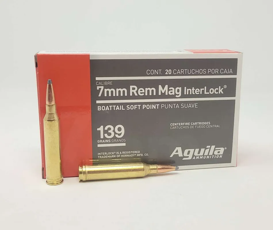 Aguila 80591AG 7mm Rem Mag 139 gr InterLock Boat Tail Soft Point 20 Per Box/ 10 Case