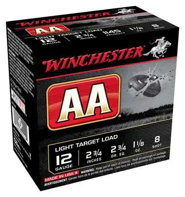 Winchester Ammo AA Light Target Load 12 Gauge 2.75" 1 1/8 oz 8 Shot 25 Bx/ 10 Cs